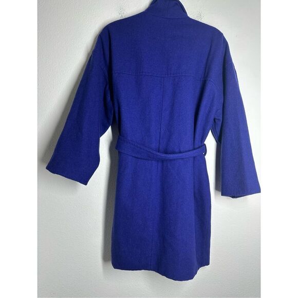 NARCISO RODRIGUEZ $130 Wool-Blend Cocoon Wrap Coat Cobalt Blue Sz M - Picture 3 of 10